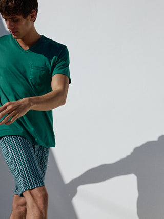 HERREN Pyjama kurz, pond green