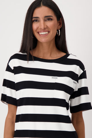 T-Shirt, schwarz Ringel