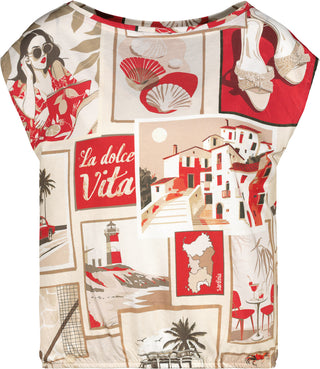 Bluse, red gemustert