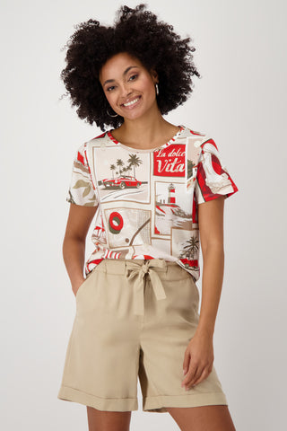 T-Shirt, red gemustert