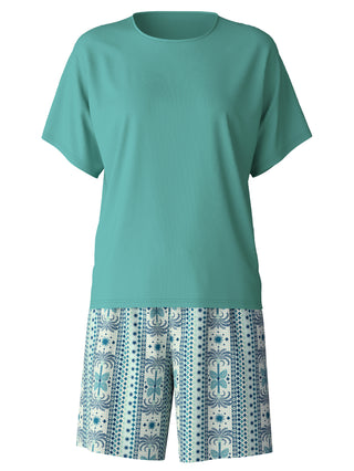 DAMEN Pyjama kurz, bristol blue