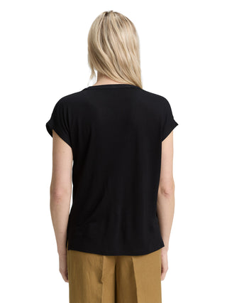 Blusenshirt im Material-Mix