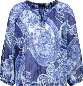 Bluse, navy blue gemustert