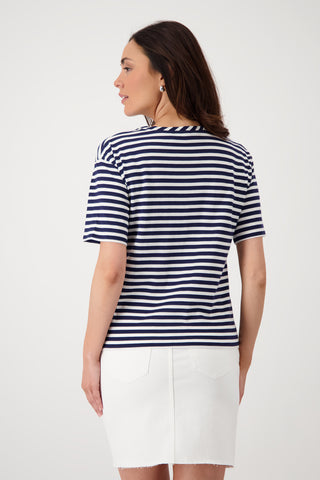 T-Shirt, navy blue ringel