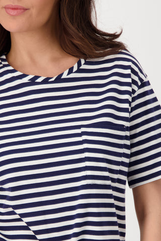 T-Shirt, navy blue ringel