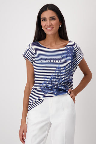 T-Shirt, navy blue ringel