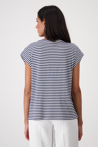T-Shirt, navy blue ringel