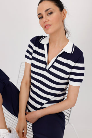 Pullover, navy blue ringel
