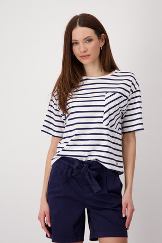 T-Shirt, navy blue ringel