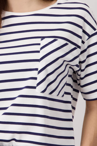 T-Shirt, navy blue ringel
