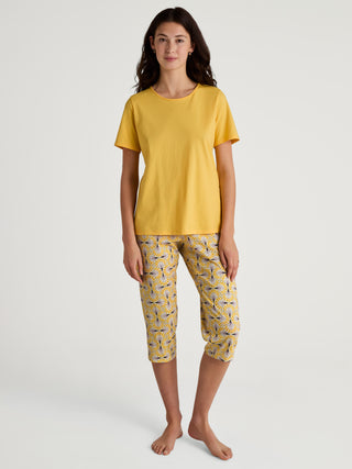 DAMEN Hose 3/4, ray flower yellow
