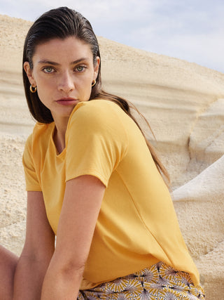 DAMEN Shirt kurzarm, ray flower yellow