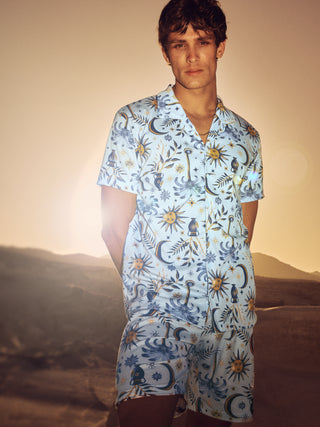 HERREN Pyjama kurz, pottery blue