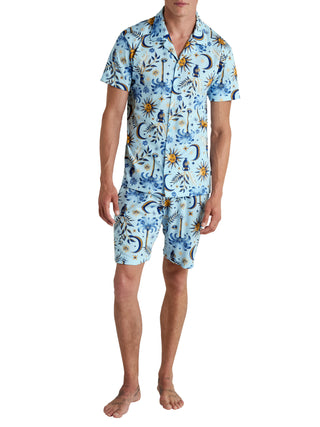 HERREN Pyjama kurz, pottery blue