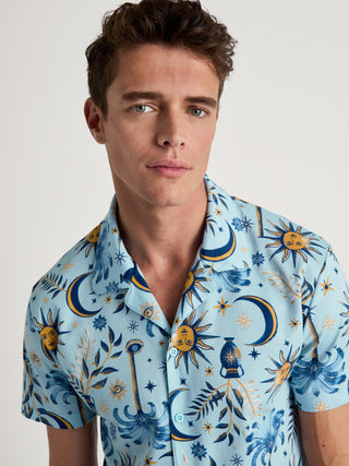 HERREN Pyjama kurz, pottery blue