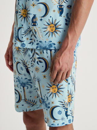 HERREN Pyjama kurz, pottery blue
