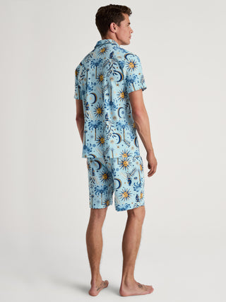 HERREN Pyjama kurz, pottery blue
