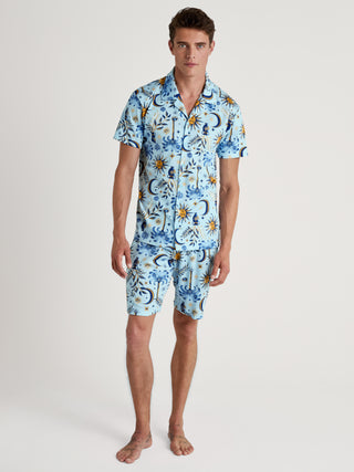 HERREN Pyjama kurz, pottery blue