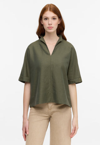 Linen Shirt Bluse Leinen Kurzarm