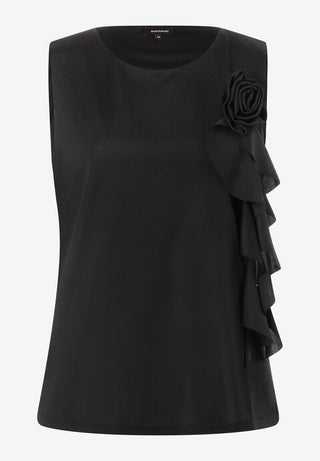 Top mit Blumenbrosche  schwarz  Sommer-Kollektion