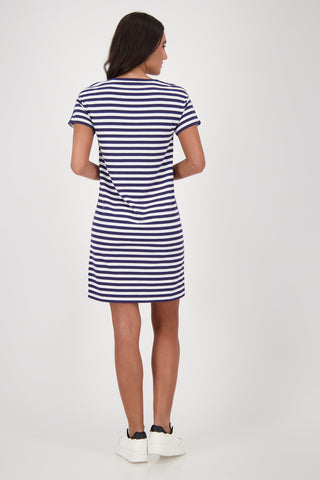 Kleid, navy blue ringel