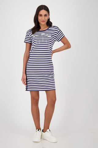 Kleid, navy blue ringel