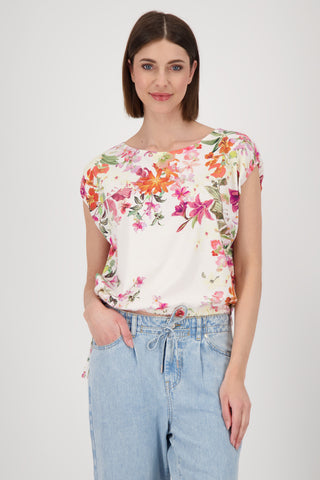 T-Shirt, cream gemustert