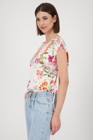 T-Shirt, cream gemustert