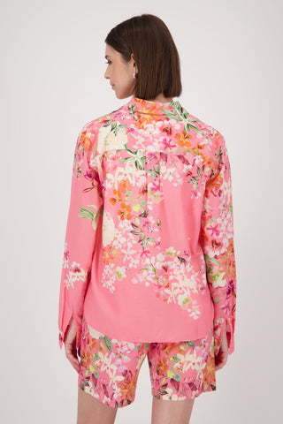 Bluse, coral pink gemustert