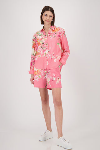 Bluse, coral pink gemustert
