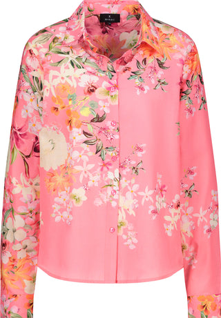 Bluse, coral pink gemustert