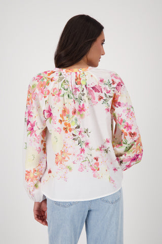 Bluse, cream gemustert