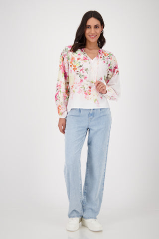 Bluse, cream gemustert