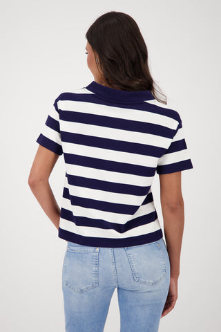 T-Shirt, navy blue ringel
