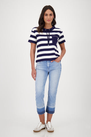 T-Shirt, navy blue ringel