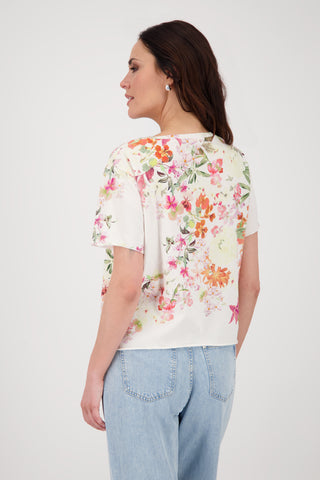 T-Shirt, cream gemustert