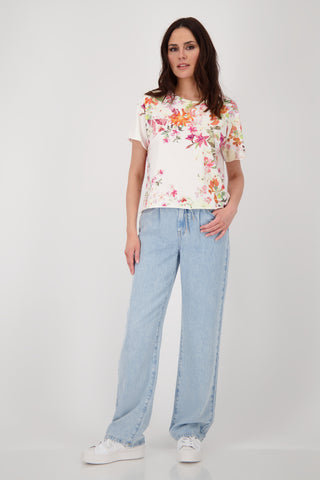 T-Shirt, cream gemustert