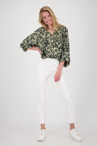 Bluse, bamboo gemustert