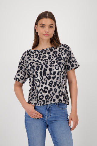 T-Shirt, greige gemustert
