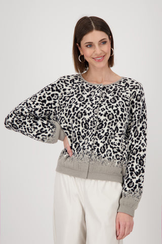 Strickjacke, greige gemustert