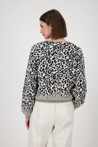 Strickjacke, greige gemustert