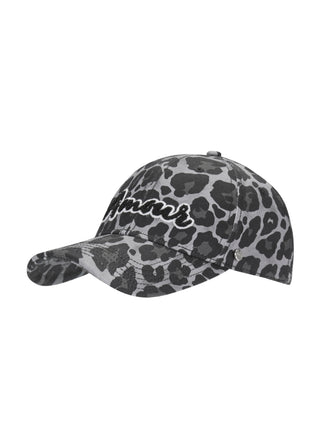 Cap aus Baumwolle im Baseball-Style mit Fellmuster und Amour-Stickerei