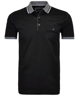 Polo uni mit Kontrastdetails, mercerisiert