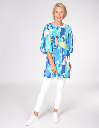 Rdh.-Kleid, 3/4 Arm, Druck