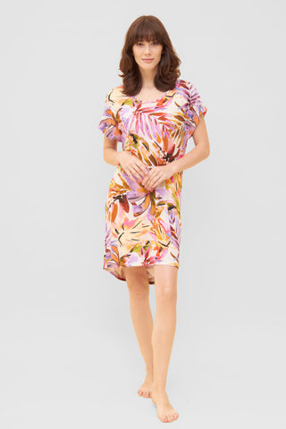 Nd, 1/2 sleeve, round neck, Multicolor Leaves