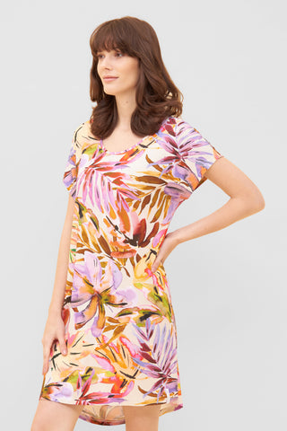 Nd, 1/2 sleeve, round neck, Multicolor Leaves