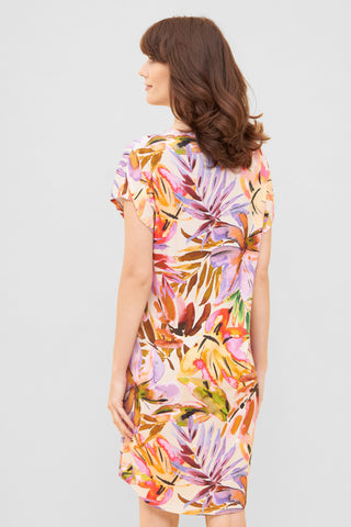 Nd, 1/2 sleeve, round neck, Multicolor Leaves