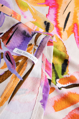 Nd, 1/2 sleeve, round neck, Multicolor Leaves
