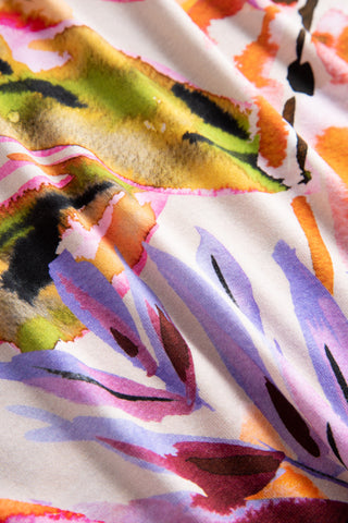 Nd, 1/2 sleeve, round neck, Multicolor Leaves