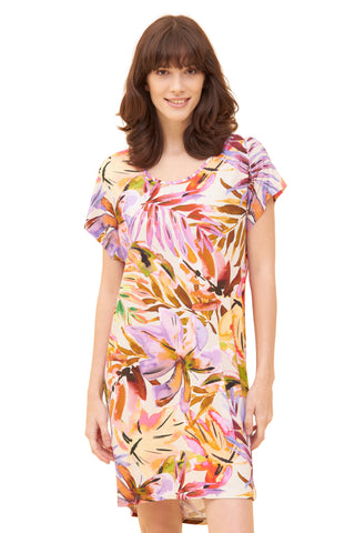 Nd, 1/2 sleeve, round neck, Multicolor Leaves
